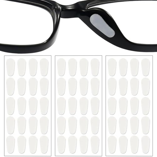 30 Paar Silikon Nasenpad, 1.0mm Nasenpads brille selbstklebend Rutschfeste Selbstklebende Nasenpads, Antirutsch Klebend Pad Selbstklebende Dünne Rutschfeste Nasenpads Brille für Brillen(Transparent)