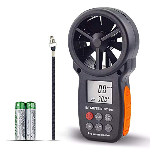 BTMETER BT-100 Digitaler Anemometer Handheld Windmesser Wind Speed Meter Gauge,Präzise Messung der Windgeschwindigkeit (CFM) mit MAX/MIN/AVG, LCD-Hintergrundbeleuchtung für Schießen