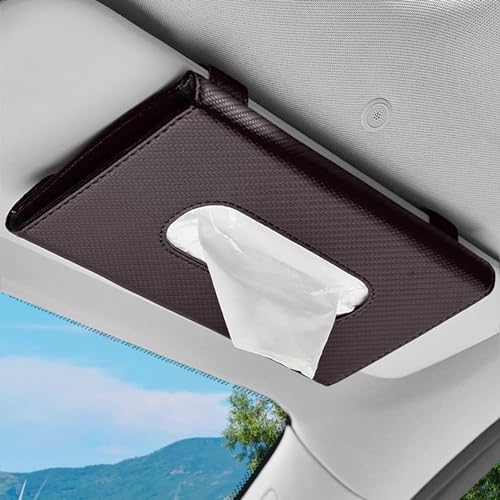 deemars Auto Tissue-Halter, Auto Tissue Box, PU-Leder Rücksitz Tissue Case Holder, Rechteckige Sonnenblende Serviettenhalter, Autozubehör Maskenhalter Universal für die meisten Fahrzeuge (Braun)