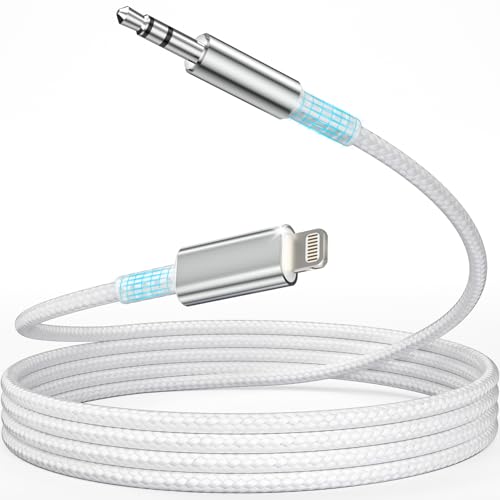 Esiposs Aux Kabel Auto für i Phone 1,2M [MFi Zertifiziert] 3,5 mm Aux Auf Lightning Kabel HiFi Audio Cable Kompatibel mit i phone 14/13/12/11/X/8/7/i-OS für Auto/Kopfhörer/Lautsprecher, Silber