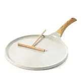 SENSARTE Weiß Crepe Pfanne 26cm Antihaftpfanne Omlettpfanne Pfannkuchen flache Pfanne mit Schweizer Granit Antihaftversiegelung, Bakelitegriff, Induktions Kompatibel, PFOA-Frei