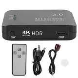 4K HDMI Switcher, Unterstützung für schnelles Umschalten, Adapter HD IR-Fernbedienung, für Heimkino, Haushaltsgeräte, Lehrinstitutionen(Black)