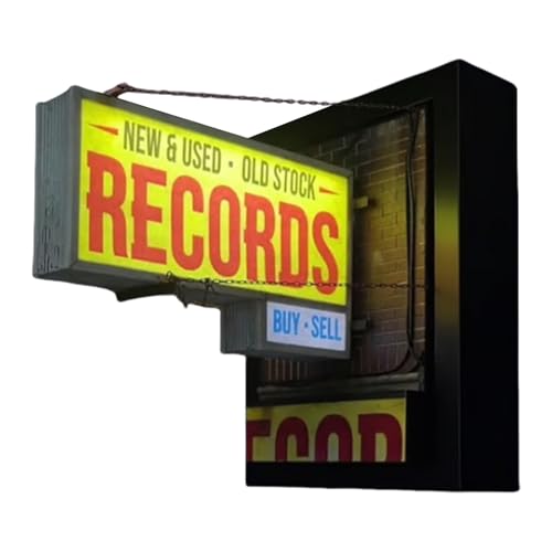 Bajbumgn Retro-Wandleuchte für Plattenläden, Retro-Wandleuchte für Schallplatten, LED -Neonschilddekor für Musikraum, bars oder Studio, Geschenk für Plattensammler und Musikliebhaber