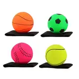 Springball mit Schnur, 4 Stücke Sport Handgelenk Ball, Ø 6cm Ball An Der Schnur, Handgelenk Return Ball, Armband Spielzeug für Kinder Erwachsene, Fußball/Basketball/Softball/Baseball(Mehrfarbig)