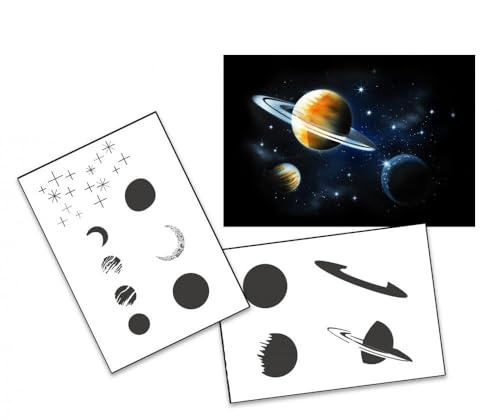 Step by Step Airbrush Schablone Planeten Sterne Galaxie AS-138