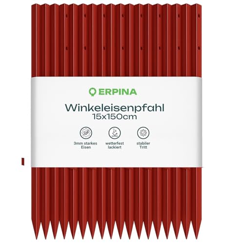 Winkeleisenpfahl 150cm 15er Pack - der robuste Weidezaunpfahl für harte Böden verleiht dem Weidezaun sicheren Halt - für die langlebige und sichere Einzäunung von Weideflächen. (15, 150cm)