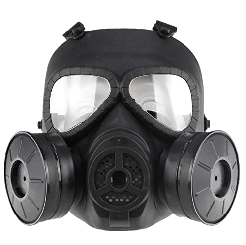 Taktische Gas-Gesichtsmaske M04, Anti-Nebel, mit doppeltem Ventilator, Schutzzubehör für Airsoft und Paintball, von haoYK, Schwarz