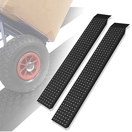 Froadp 2 Stück Auffahrrampe Verladerampe Rampe Auto aus Verzinktem Stahl 160 x 22,5 x 4,5 cm Rutschfeste Anhängerrampe Laderampe für Motorrad Anhänger Rasenmäher Rasentraktor 400 kg Pro Paar (Schwarz)