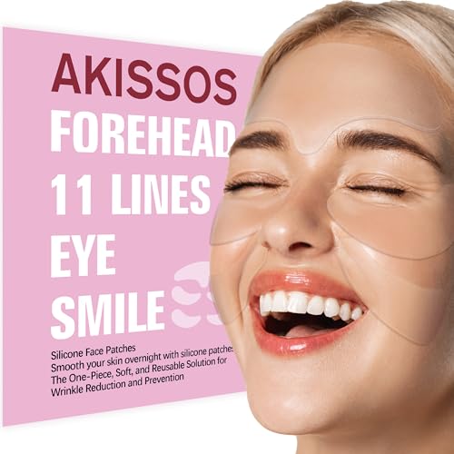 Silicone Wrinkle Patches - Akissos Zornesfalte Pflaster, Wiederverwendbare Face Tape für Falten, Stirnfalten, 11 Linien, Augen - Über Nacht Benutzt Anti Falten Pflaster Wiederverwendbare Augenpads