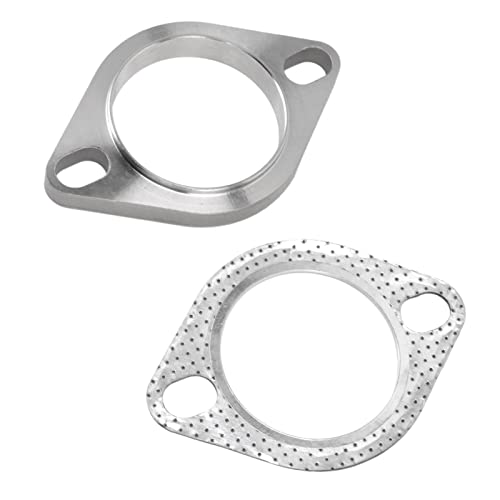 Auspuff Flansch, Auto-Flansch-Distanzstück, 2 Stück 2 Bolzen 2,5 Zoll Auspuffflansch-Verbindungssatz aus Edelstahl Universell für Auspuff-Fallrohr Catback-Header