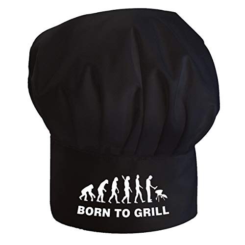 Personalisierte Kochmütze Für Frauen und Männer Kochhaube mit Klettverschluss Ideal für BBQ Restaurant Kochen zum GrillenZum Grillen Geboren [108]