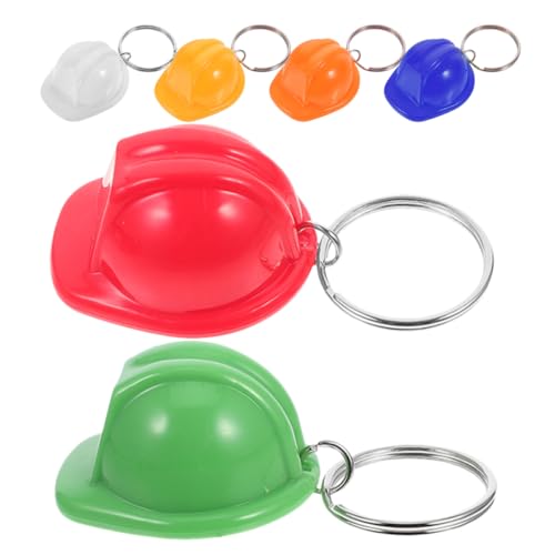 WEKAMOS 6 Stück Bauhut Schlüsselanhänger Mini Bauhut Mini Helm Schlüsselanhänger Miniatur Bauhüte Bau Party Gastgeschenke Mini Bau Ornamente Schutzhelm Kunststoff