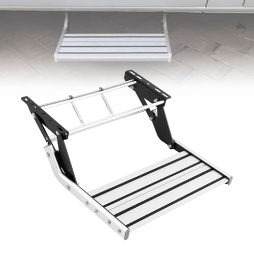 OUBUBY Manuelle RV-Schritt, Aus Aluminiumlegierung klappbare 1 Stufe Camping Wohnmobil Step Super Tragfähigkeit von 150 KG für Wohnmobil Camper Van Reiseanhänger