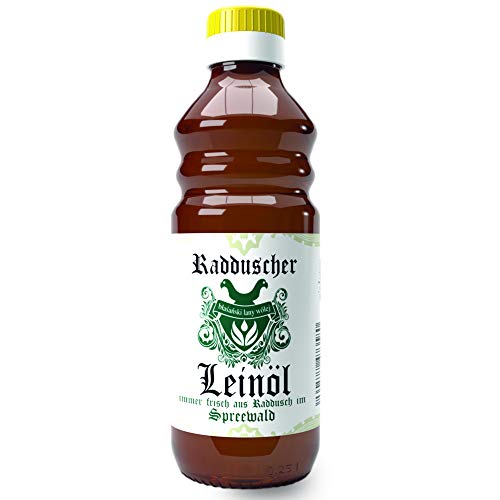 Original Radduscher Leinöl aus dem Spreewald Dorf Raddusch kaltgepresst, ungefiltert 100% naturrein und naturbelassen Leinsamenöl Omega 3 vegan reines Naturprodukt aus dem Spreewald (250 ml)