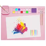 SOQKEEN Silikon Malmatte, Unterlage Bastelmatte Silikon Zusammenklappbar, Antihafte rutschfeste Tischmatte für Crafting Aquarell Malerei Schneiden Kunst Schöpfung Ton und DIY-Projekte (Rosa)