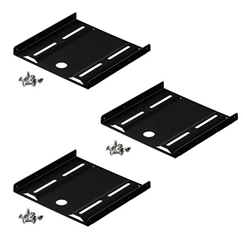 3X Einbaurahmen | 1-Fach | Montage Set für Festplatten | von 2,5" auf 3,5" | unterstützt jede 2.5" HDD SSD Festplatte | Einbauwinkel Metall | Schwarz | 3 Stück