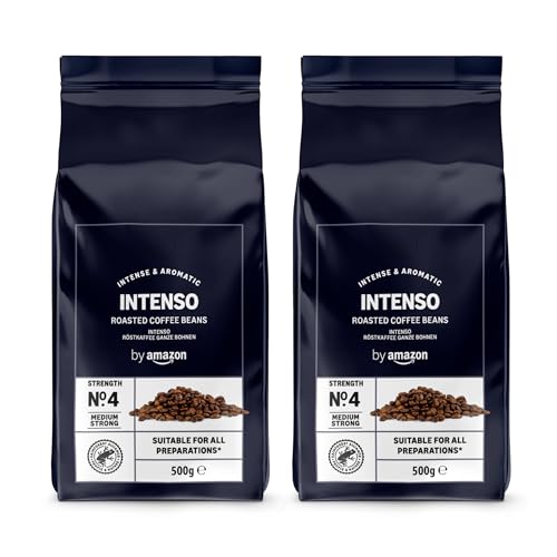 by Amazon Intenso Röstkaffee Ganze Bohnen, 1kg (2 Packs of 500g), Rainforest Alliance-Zertifizierung