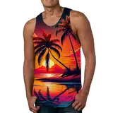 QWUVEDS Herren Sommerurlaub Strand Hawaii Digitales 3D-gedrucktes Top Weste Ärmelloses Top Ärmelloses Shirt Ärmelloses T-Shirt für Herren T-Shirt Sport Herren (240429D-Black, XXL)