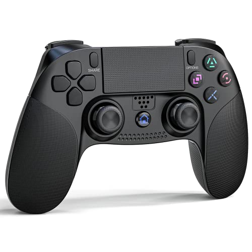 Shiptree Wireless Controller für PS4, Game Controller Kompatibel mit PS4/Pro/Slim/PC mit Dual Vibration/6-Achsen Gyro Sensor/Touchpanel - Schwarz