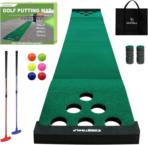 Kofull Golf Puttingmatte Puttingmatte Indoor (kostenlose 2 Golfputter + 6 Golfbälle Driving Golf Schlagmatten, Golf Green für Garten, 327 x 50 cm