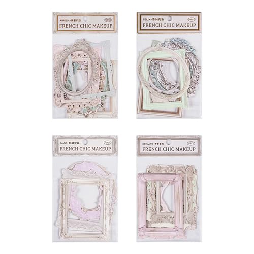 FDHBDF 40 Stück Vintage Foto-Rahmen Aufkleber Spitzen-Rahmen Scrapbook Mini Fotorahmen, Retro Dekorative Aufkleber für Journaling Scrapbooking und Vintage Papier