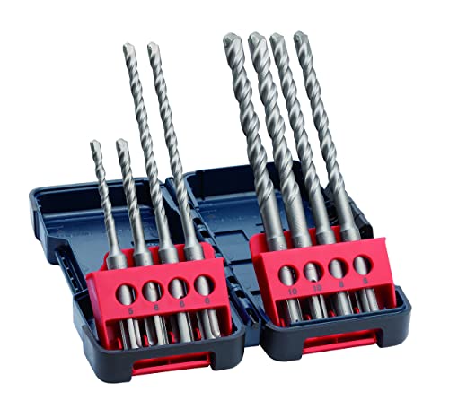 Bosch Accessories Bosch Professional 8-tlg Hammerbohrerset SDS plus-3 (für Beton, in Tough Box, Ø 5–10 mm, Zubehör Bohrhämmer) Blau/Silber