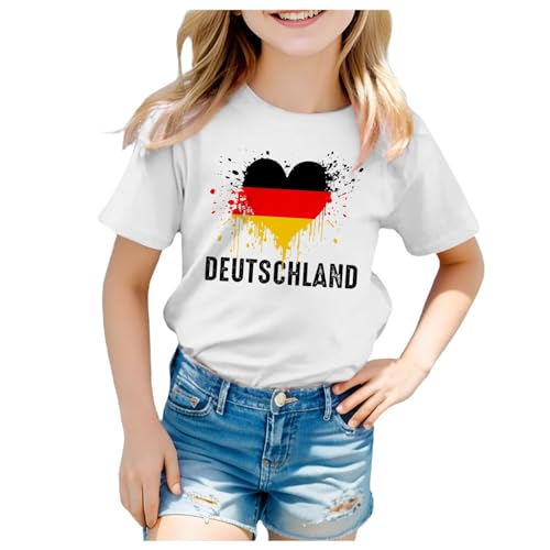 vohiko Deutschland Tshirt Kinder 2024 EM WM Fussball Trikot Kurzarm Baumwolle Sport Mädchen Jungen Germany Flagge Fanshirt Fanartikel Fußball DE Heimtrikot Auswärtstrikot