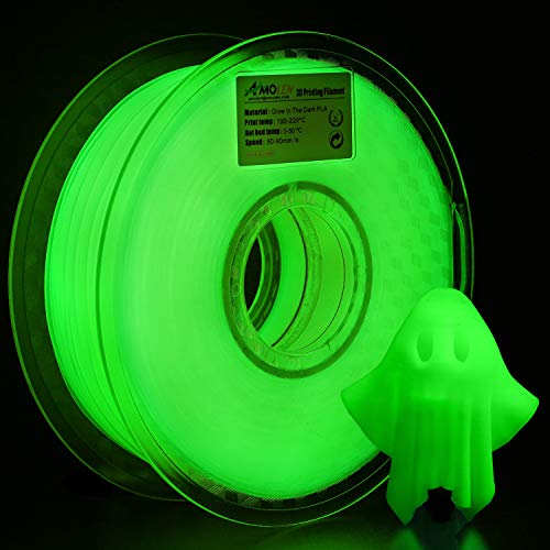 AMOLEN 3D Drucker Filament, Glow in the Dark Green 1KG(2.2lbs), PLA Filament 1.75mm, Luminous Green