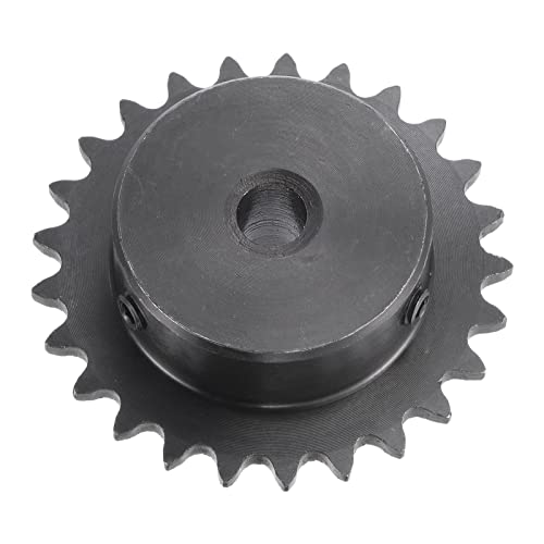sourcing map Kettenrad mit 25 Zähnen Typ B Einsträngig 1/4" Teilung 8mm Bohrung Schwarz Oxid Kohlenstoffstahl C45 mit 2 Stellschrauben für ISO 04C