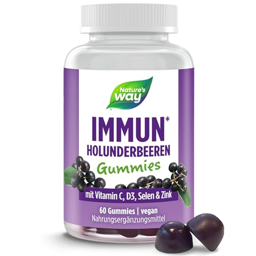 Vitamin Gummibärchen mit Immun Komplex zum Immunsystem stärken I Multivitamin Komplex mit Vitamin C, D3, Selen, Zink & Holunderbeeren I Vegan I 60 Multivitamin Gummies