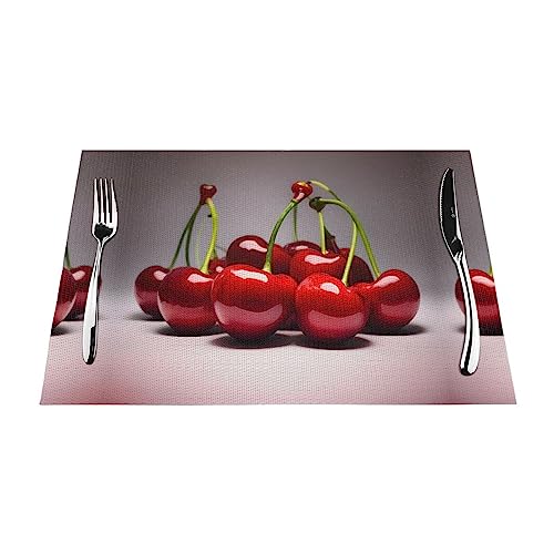 Chilenische Kirschen Tischset, 30 cm x 45 cm, waschbar, dekorative Tischdecke, für Küche, Hochzeit, Restaurant und Camping.1 Stück