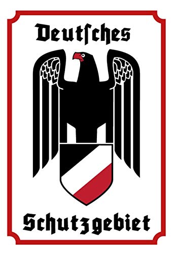 Tin Sign Retro Blechschild 20x30 cm Deutsches Schutzgebiet Reichsadler Wappen Kaiserzeit Kolonial-Zeit mit Kordel und Ösen historisch Sammler Geschenk Bar Kneipe Wand Deko