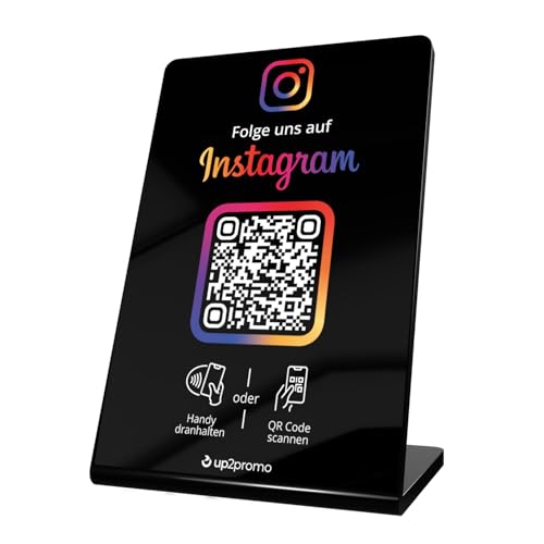 NFC & QR Aufsteller/Display/Schild für Instagram (schwarz)