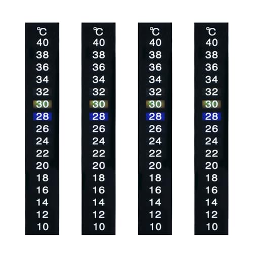 4 Stück Wassertemperatur-Aufkleber, Selbstklebendes Aquarium-Thermometer, Digitales Aquarium-Thermometer, Geeignet Für Die Haltung Von Schildkröten, Reptilien Und Zierfischen (Schwarz)