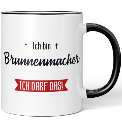 JUNIWORDS Tasse, Ich bin Brunnenmacher. Ich darf das!, Schwarz (5617316)