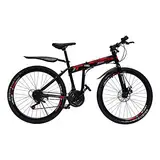 WDZCZDoo Mountainbike 26 Zoll Stoßdämpfungs Fahrrad Mountainbike für Damen und Herren Fahrrad Bike (Schwarz rot)