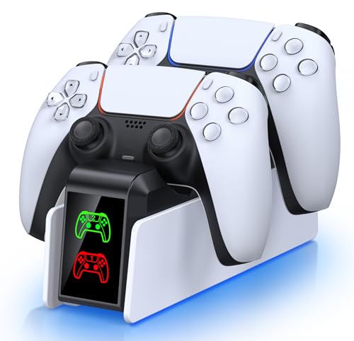 PS5 Controller Ladestation, Dual-Ladeständer zum Aufladen des für PS5 Elite Controllers, Charging Station für Aufladen von 2 PS5-Griffen, mit USB Anschluss/Speicher für PS5 Ladestation Zubehör