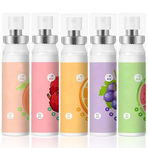 Mundspray mit Fruchtgeschmack,5 Stück Mundspray,22 ml Atemerfrischer Mundgeruchspflege Mundspray,Tragbares Mundspray Mundgeruch Bekämpfen,Reduziert das Gefühl von Mundtrockenheit,Hält Den Atem Frisch