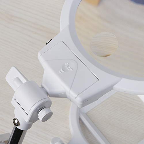 Multifunktionale, faltbare Lupe, 130 mm, 2,5 x 25 mm, 5-fache Vergrößerung, mit 2 LED-Lichtern, Messskala, Tischlupe