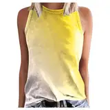 Geeignet für Damen, Rundhalsausschnitt, ärmellos, bedruckt, Tanktops, Sommer, lässig, lockere Passform, Basic, Strandbluse, T-Shirts, Weste Tank Topdamen Damen Tank Top Sommer Oberteile (Yellow, S)