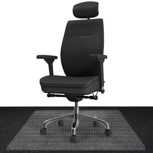 KARAT Bodenschutzmatte für Teppichböden - 91 x 122 cm mit Lippe, transparent - Fußbodenschutz Bürostuhl Schutzmatte aus PET (Revolution)