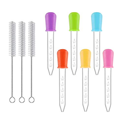 Kafeiya 6 Stück Silicone Liquid Droppers,Dropper Pipetten Pack Flüssige Tropfer 5 ml,aus Silikon und Kunststoff,Baby-Futterspender,Geschenke und Bastelarbeiten