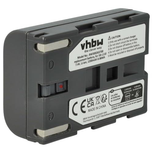 vhbw Akku Ersatz für Samsung SB-L110, SBL-110, SBL110 für Videokamera Camcorder (600mAh, 7,2V, Li-Ion)
