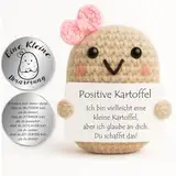 Tixlux Pocket Hug Positive Kartoffel, Kreative Strickwolle Kartoffel Puppe und Kleine Umarmung Glücksbringer Silber Ⅰ, Gute Besserung, Mutmacher Geschenk, Geschenke für Frauen, Geschenk zum Abschluss