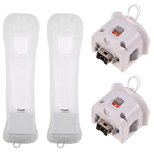 Zerone 2 PCS Motion Plus Adapter mit Silikonhülle für Wii Remote Controller Externer Remote Motion Plus Sensor Zubehör für Nintendo Wii Wii U Fernbedienung （Weiß）