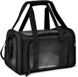 TOFFCAEA Transporttasche für Katze Hund, Hundetransportbox, Faltbare Katzentransportbox, tragbar, 8kg Katzen Hunde Tragebox, für mittelgroße Hunde, Katze (L, Schwarz) L 50 x B 34 x H 34 cm