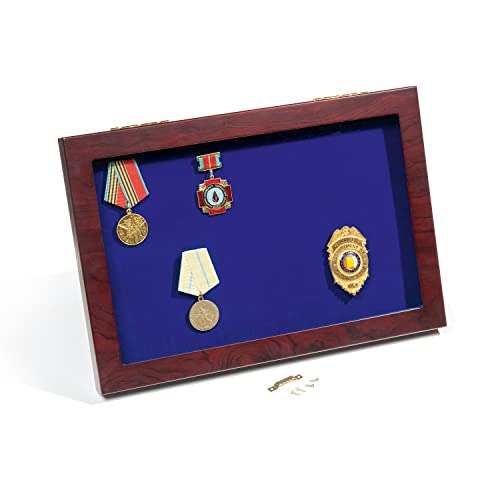 Leuchtturm 367505 Vitrine Militaria - Präsentationsvitrine mit Glasdeckel und flexibler Anordnung - mahagoni