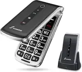 SweetLink F1PLUS Seniorenhandy Klapphandy Ohne Vertrag, Großtastenhandy mit Ladestation, GSM Flip Mobiltelefon SOS Notruffunktion, 1000mAh Akku, Taschenlampe, FM-Radio, 2,4 Zoll Farbdisplay, Schwarz