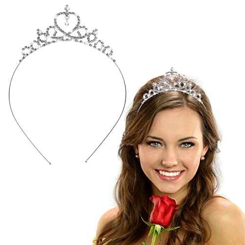 WLLHYF Silber Prinzessin Krone Kristall Schärpe Tiara Strass Stirnband Haarschmuck für Geburtstag Weihnachten Dekoration Frauen Mädchen Braut Hochzeit Haarbänder Schmuck (Silber)