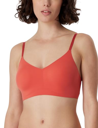 Schiesser Damen Bustier Spaghettiträger mit herausnehmbaren Pads-Invisible Soft Sport-BH, rot_179821, 42